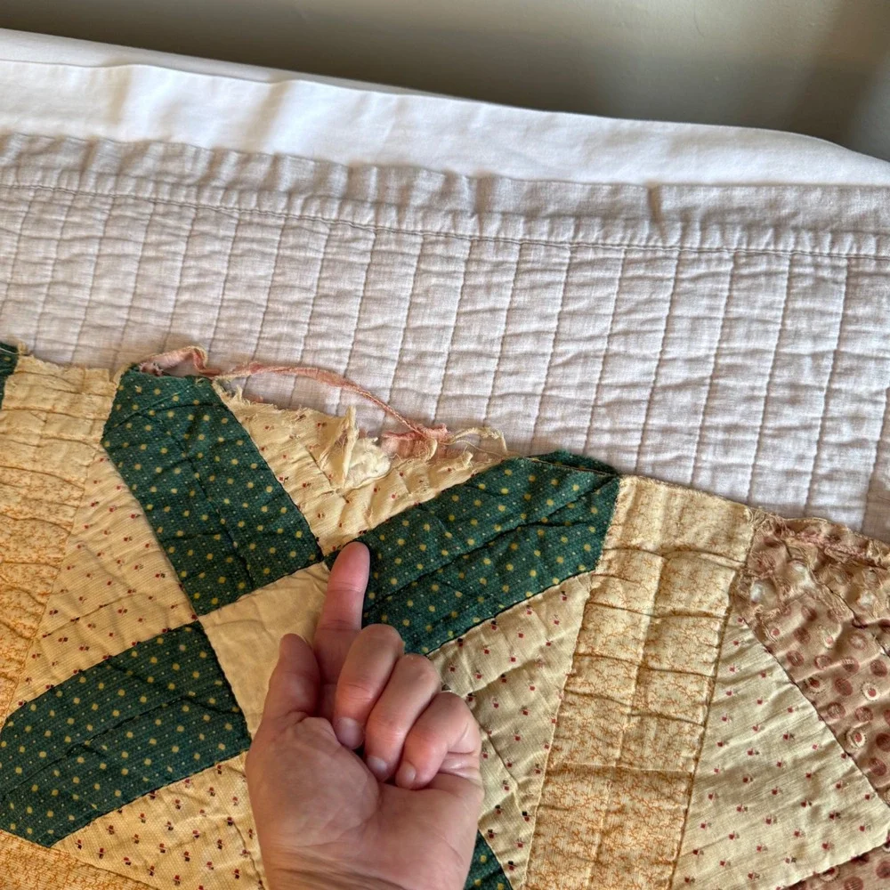 Antique Handmade 19th Century Patchwork Friendship Signature Quilt Calico 76x82